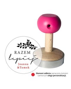 Stempel do ciastek z napisem " Razem lepiej" i imionami do personalizacji